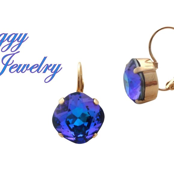 Swarovski Crystal Heliotrope 12mm Cushion Cut Drop Earrings, Assorted Finishes - Picture 3 of 7